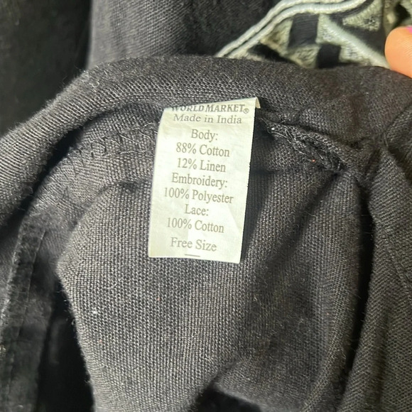 World Market Black Aztec Embroidered Fringe Open Front Cardigan Free … - Picture 7 of 8